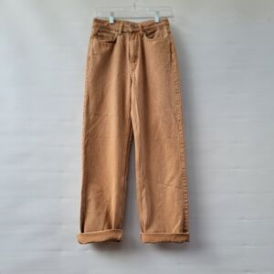 Weekday Row Camel Loose Fit Straight Leg Jeans Size 25 High Rise Minimalist Boho